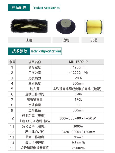 新型全封闭自卸式措美扫地机MN-E800LD